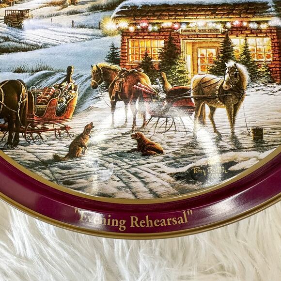 Vintage Terry Redlin Christmas Tray Evening Rehearsal Cookie Tray - Picture 2 of 5